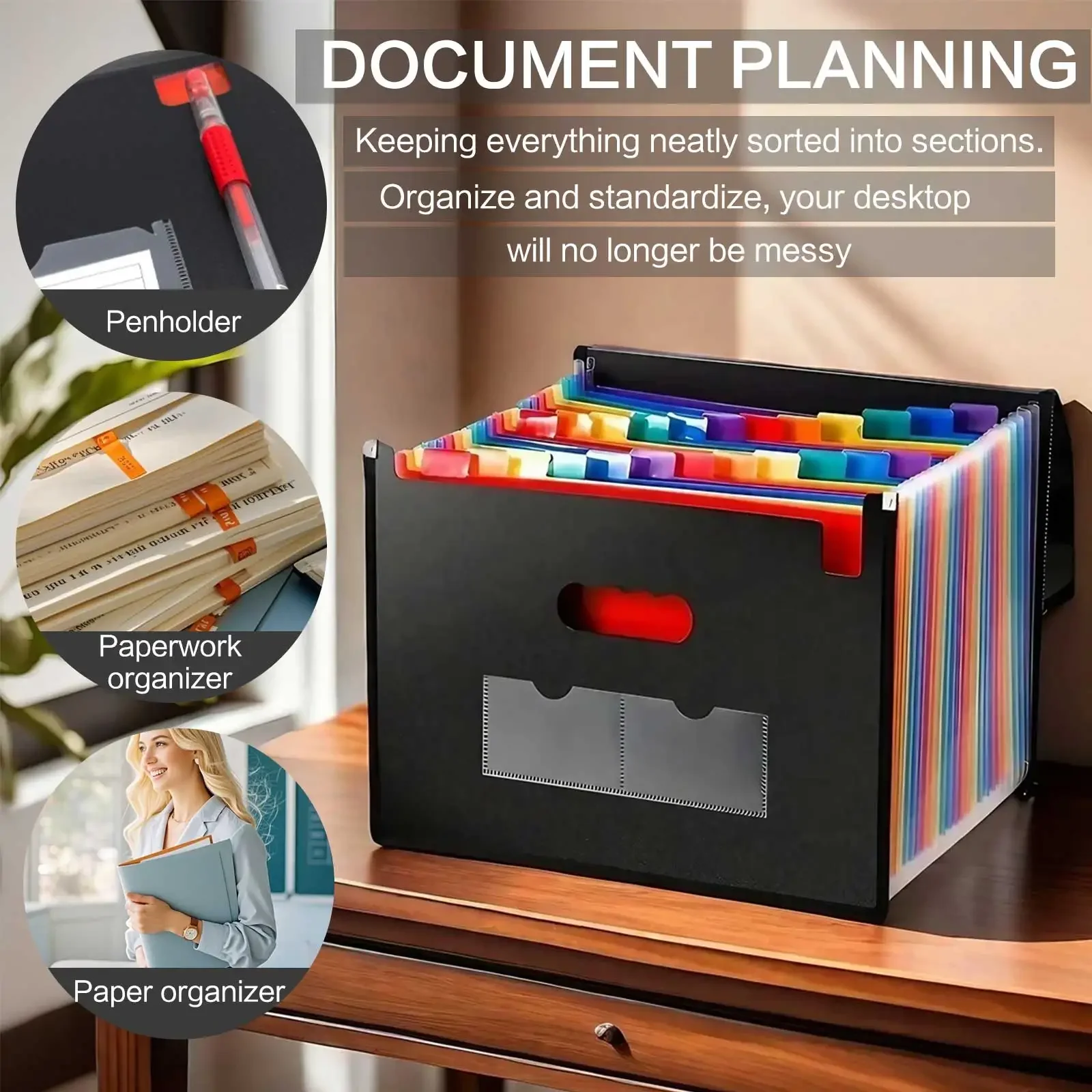 File Folder STONEGO Accordion File Organizer &ndash; 13/25 Grid Three-Side Sealed Flap Folder Durable Waterproof Office Document Storage Bag