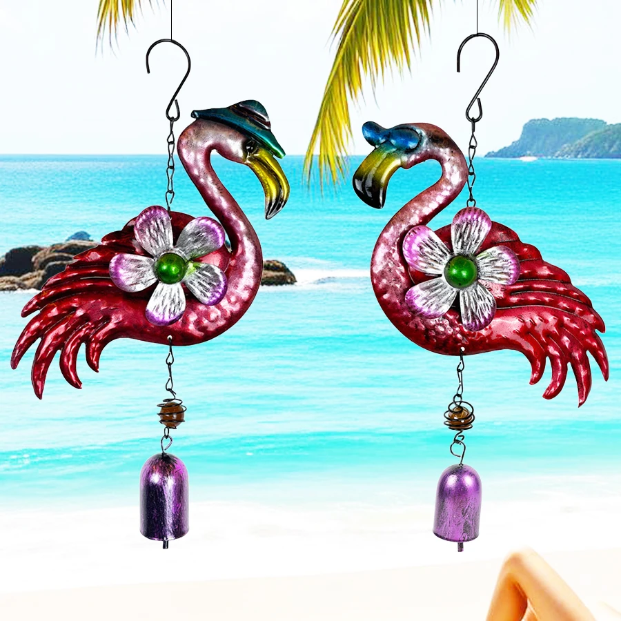 Creative Flamingo Bell Wind Chime Indoor Window Sill Outdoor Terrace Garden Porch Decoration Pendant Mother's Day Birthday Graduation Travel Souvenir Gift
