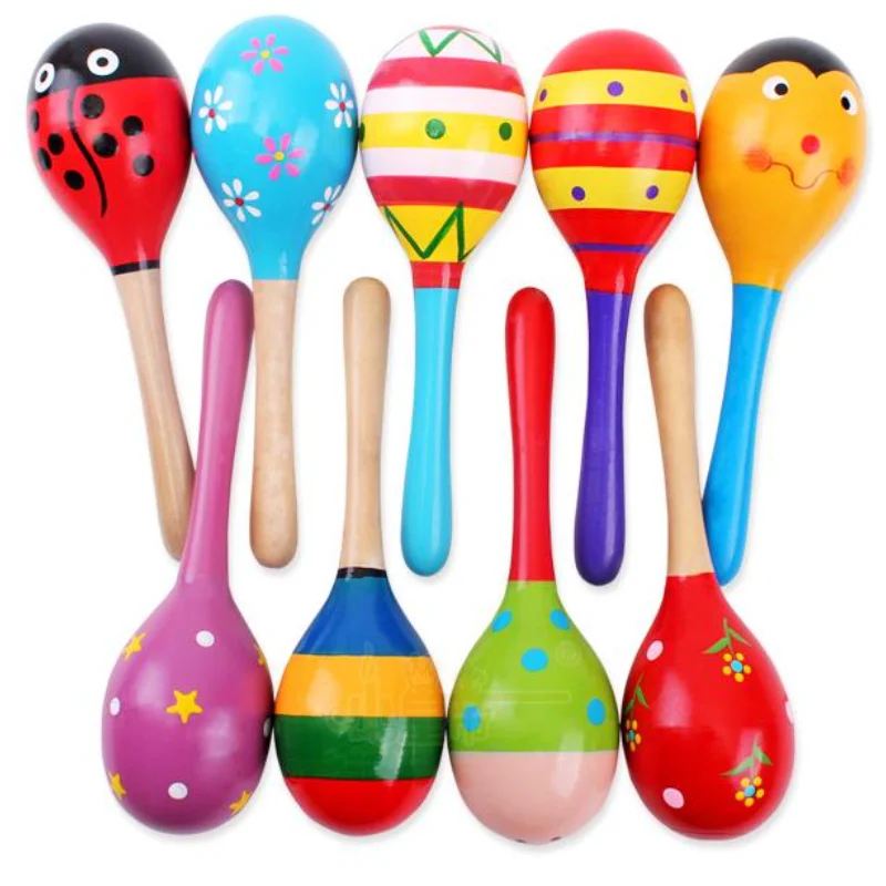 

1pc Baby Kid Wooden Ball Toy Sand Hammer Rattle Musical Instrument Percussion Infant GYH
