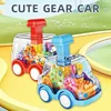 Children's Cartoon Press Gear Car Toy Lnertia Pull-back Transparent Car Baby Puzzle Sliding Toy Child Boy Girl 1-3 Year Old Gift