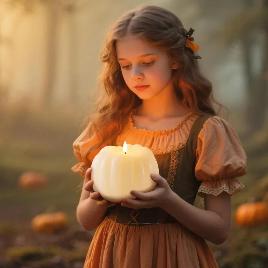 Fall Decorations for Home Flickering Flameless Wax Pumpkin LED Candle with Timer Remote Control Thanksgiving Gifts Autumn Farmh
