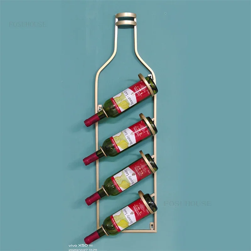 European Style Wrought Iron Restaurant Wall Mounted Wine Rack Creative Household Bar Cabinets Apartment Cafe Wine-bottle Holders