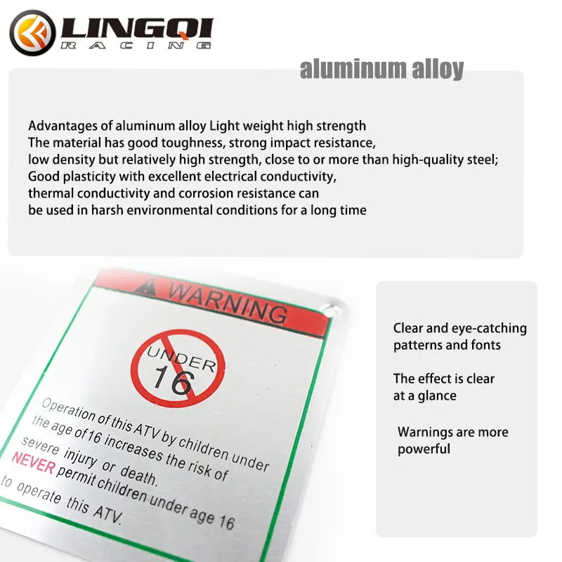 Dirt Pit Bike Accessories Tools Aluminum Alloy For Motorcycle ATV Warning Label High Quality Car Body Sticker Motocross Parts