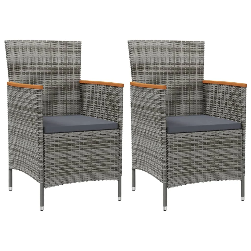 

Patio Dining Chairs 2 pcs Poly Rattan Gray 24" x 23.6" x 34.6" Outdoor Chair Outdoor Furniture