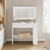 WOLTU 1 компл. туалетный столик для макияжа с регулируемым светодиодным зеркалом, 3-х уровневые боковые полки, комод для спальни, органайзер для ювелирных изделий