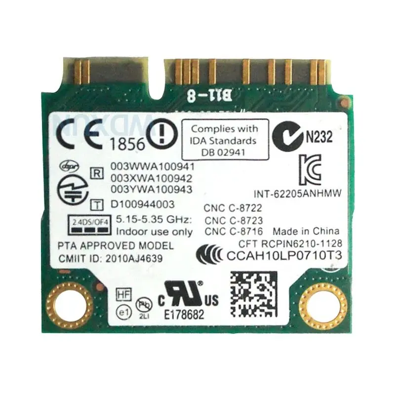 6250AN 2.4G / 5GHz 듀얼 밴드 무선 어댑터 6205 62205an 62205hmw 300Mbps 하프 미니 PCI-E WiFi 카드 802.11n 창용