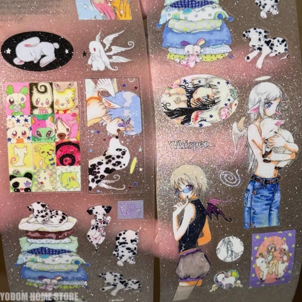 Adesivi per Scrapbooking 31cm con Design di Ragazze e Animali Disegnati a Mano - Forniture Estetiche per Regali e Diari Fai-da-Te - immagine 2