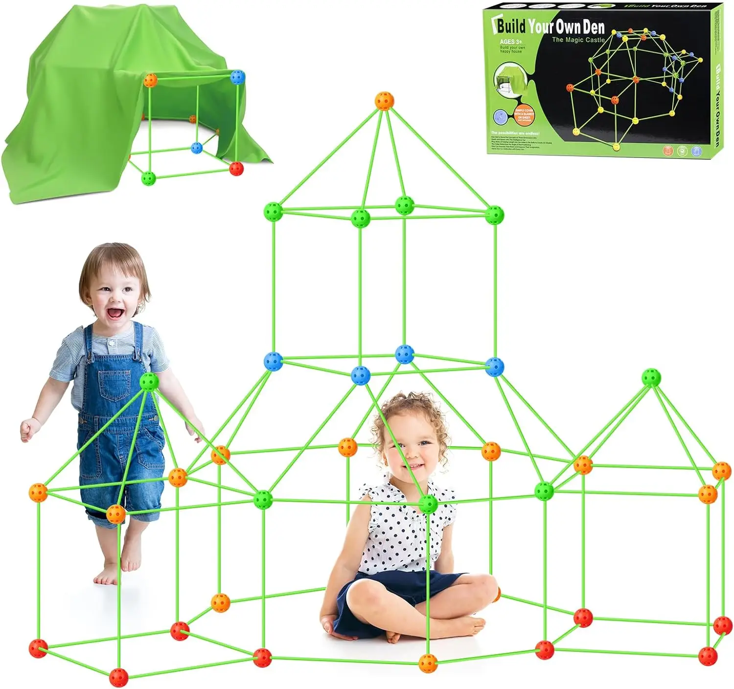 

DIY Fort Construction Creative Toy Fort Building Kit 3D Castles Tunnels Tents Games Educational Play Tent Toys for Kids Gift