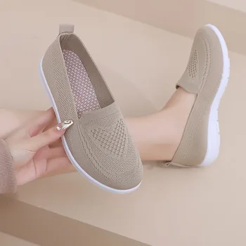 Comfortable casual women's shoes spring and summer breathable fabric uppers solid colors low-cut design soft and outdoor walking 1