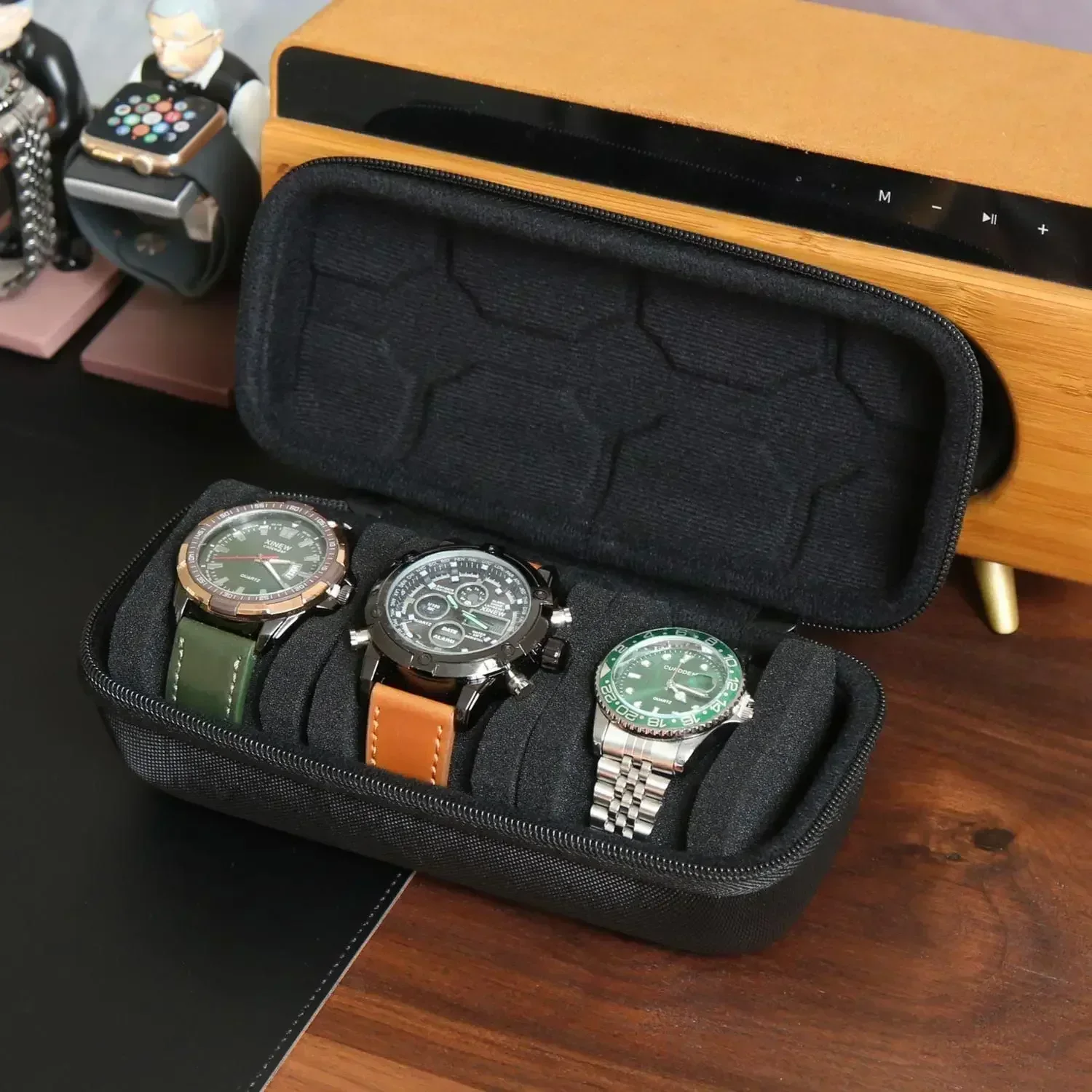 Watch Storage Box Watch Box Organizer for Men or Women Portable Travel Case Display Holder for Wristwatches and Smart Watches