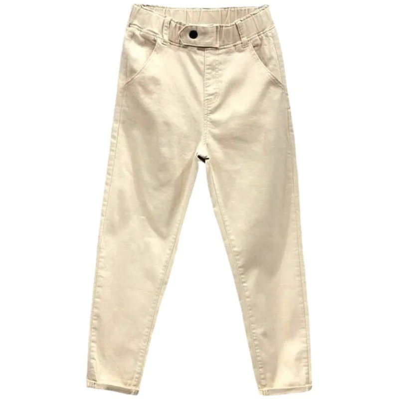 White Harem Pants Spring New Denim Pant Elastic High Waist Jeans Women's Casual Korean Loose Slimming Full Length Jean Trousers