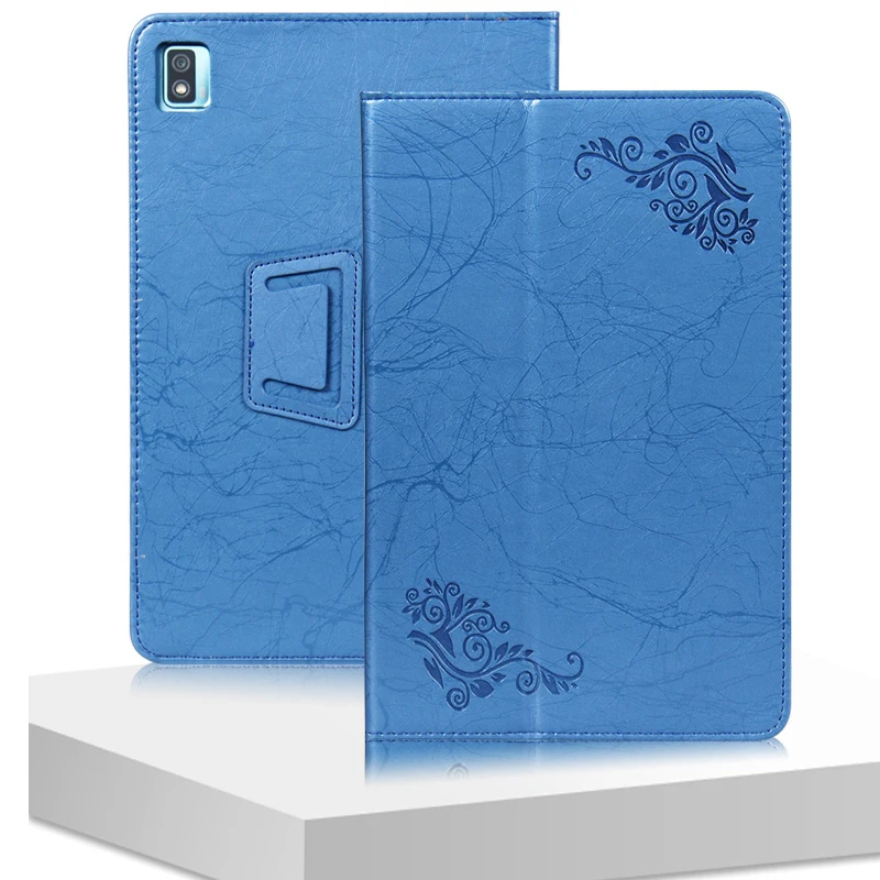Floral Print PU Leather Tablet Cover with Hand Holder Grip