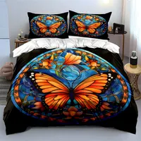Ensemble de verrerie vitrailée motif papillon, exquis ensemble de literie en trois pièces, cadeau pour enfants et adultes 5