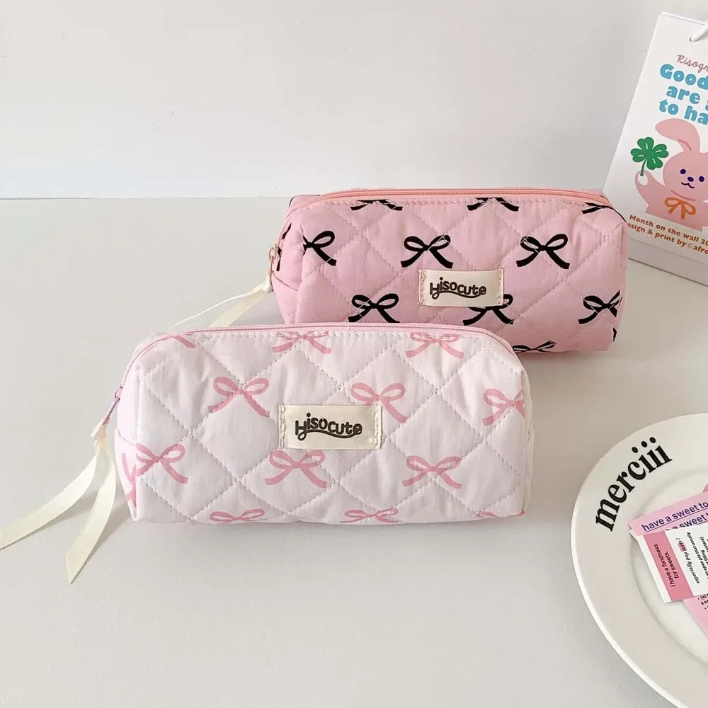 Bowknot Bow Stationery Bag Desktop Storage Large Capacity Korean Style  Pencil Case Pink/White/Blue Ins Style Bow Pencil Pouch - AliExpress, image size:1000x1000