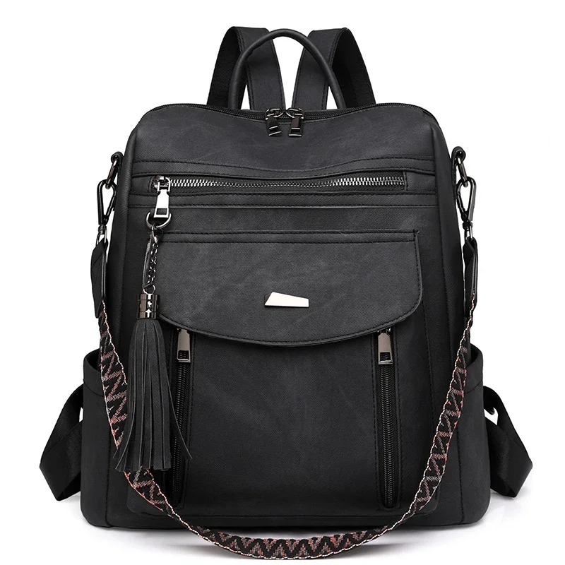 

2024 New Fashion Backpack Purse for Women Casual 5Colors Vegan Leather Shoulder Bag Ladies Zipper Magnetic Flap Backpack