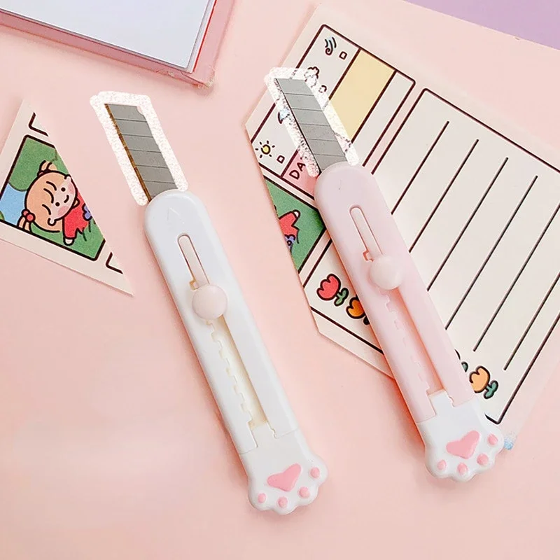 Utility Knife Paper Cutter 1pc Mini Portable Scissors Utility Knife Paper Cutter Cutting Paper Razor Blade Office Stationery Cutting Supplies
