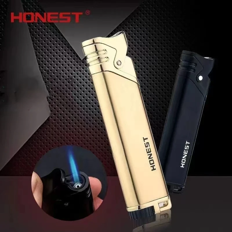 

HONEST Mini Metal Butane Gas Lighter Outdoor Windproof Dazzle Jet Blue Flame Portable Torch High Quality Men's Gifts