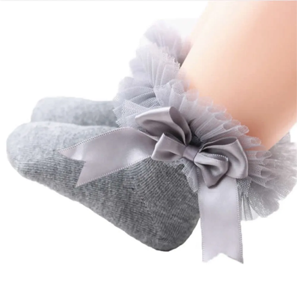 Infant Newborn Toddler Baby Girls sock Kids Princess Bowknot Lace Floral Short Socks Cotton Ruffle Frilly Trim Ankle Socks