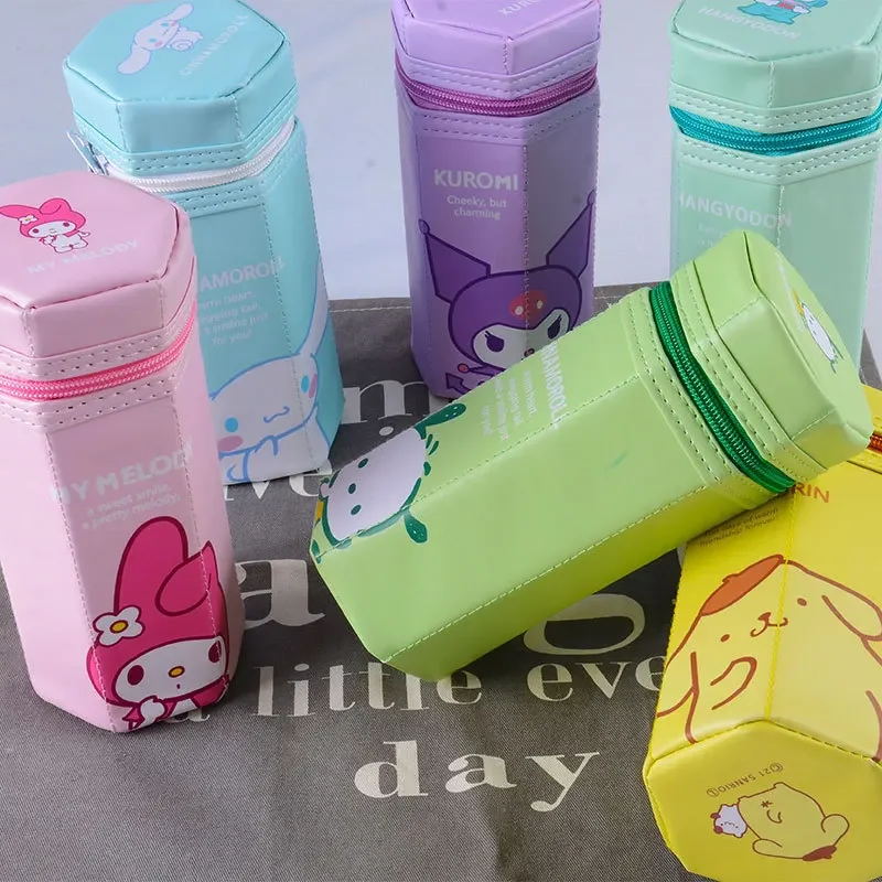 

Sanrio Hello Kitty Stationery Cartoon Pen Holder Storage Bags Kids Cinnamoroll Melody Kuromi Anime Figures Student Pencil Case