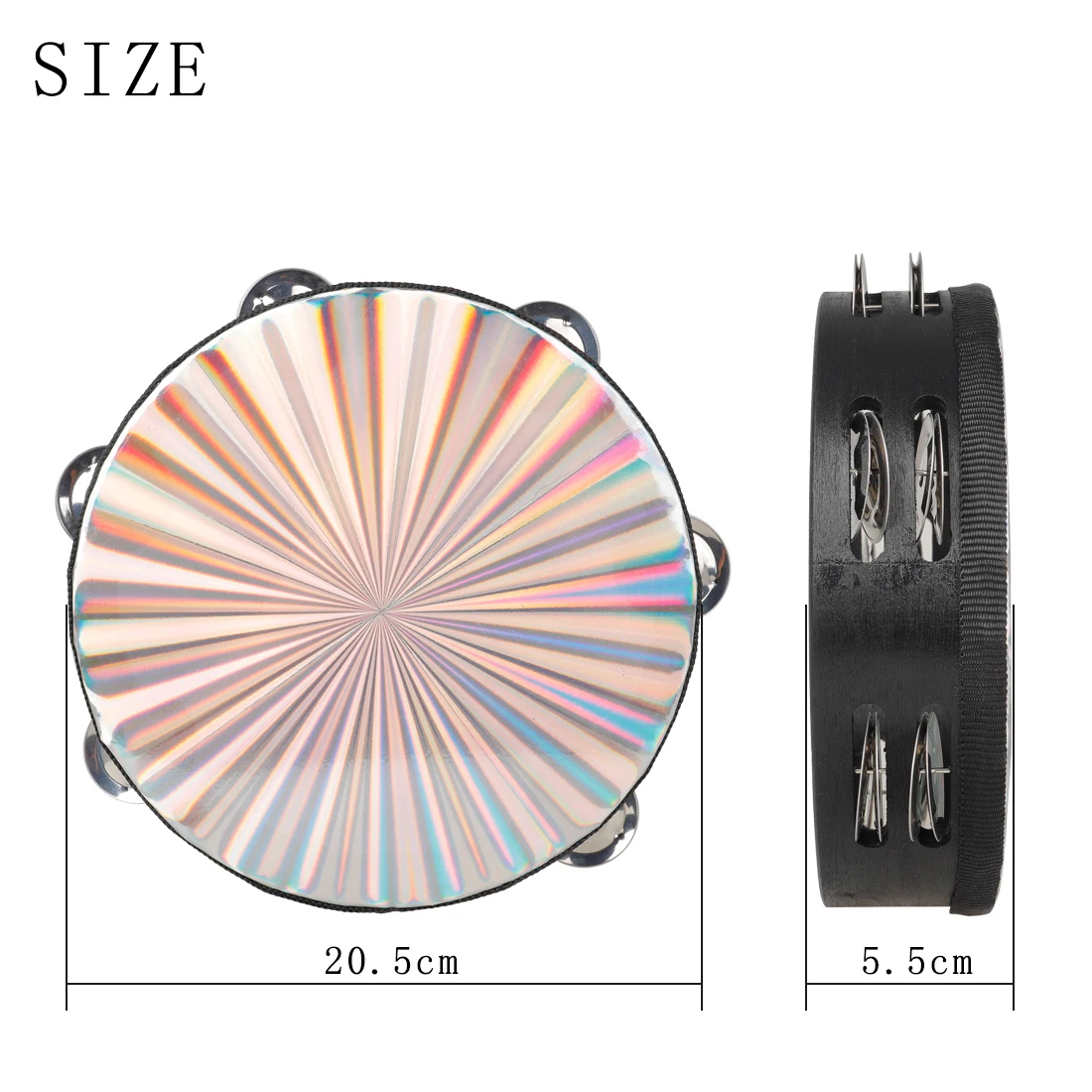 Orff 8 Inch Tambourine Laser Double Layer Hand Drum Stainless Steel Children Gift Music Enlightenment Safe Percussion Instrument