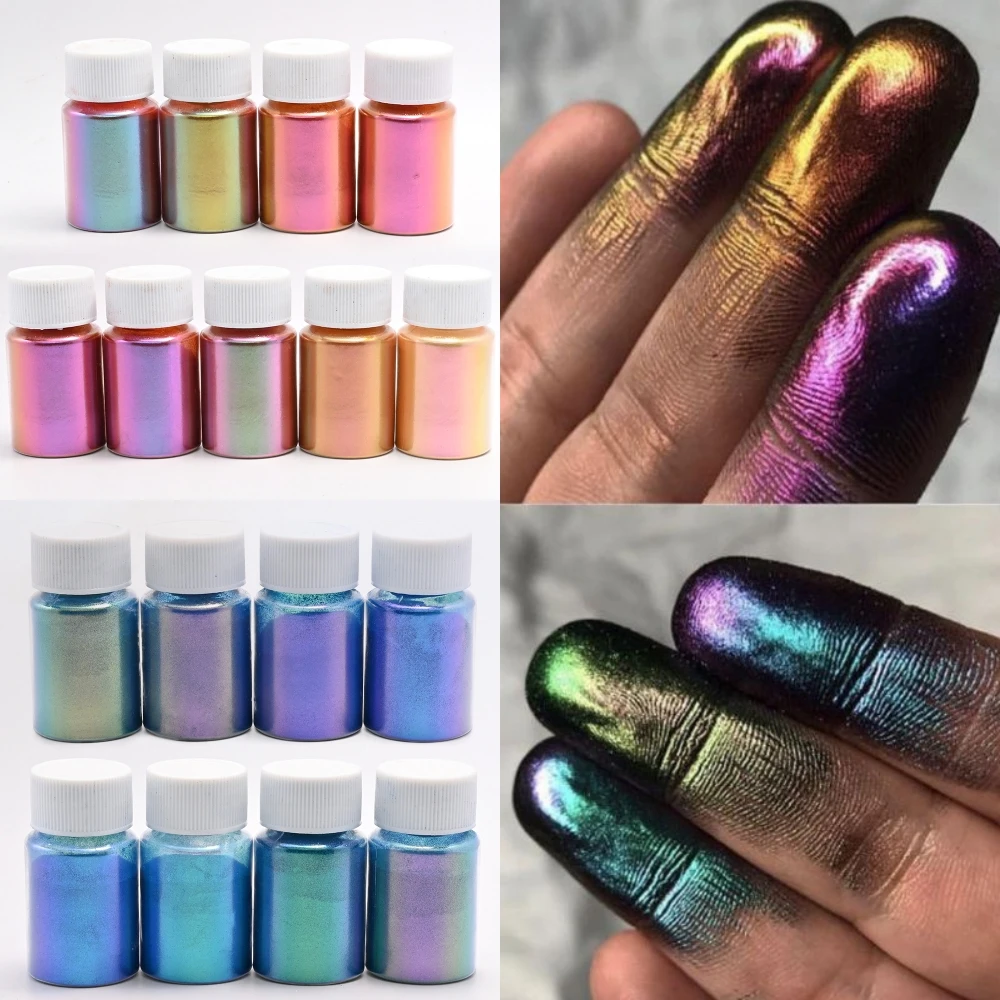 1box Mirror Chameleons Resin Pigment Glitter Magic Discolored Pearlescent Powder Epoxy Dye Mica Powder Powdered Pigment Colorant