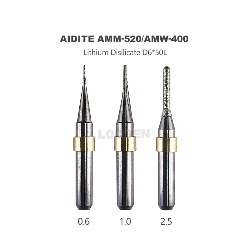 Aidite AMM-520 Fräsbohrer 6mm für PMMA Zirkonoxid D6 Dentallabormaterialien DCG/DC/DLC Schleifbohrer Diamantwerkzeuge – Detail 2