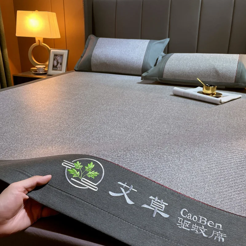 Summer mosquito repellent mugwort vine mat foldable ice silk cooling mat summer cool soft mat mattress single and double mats