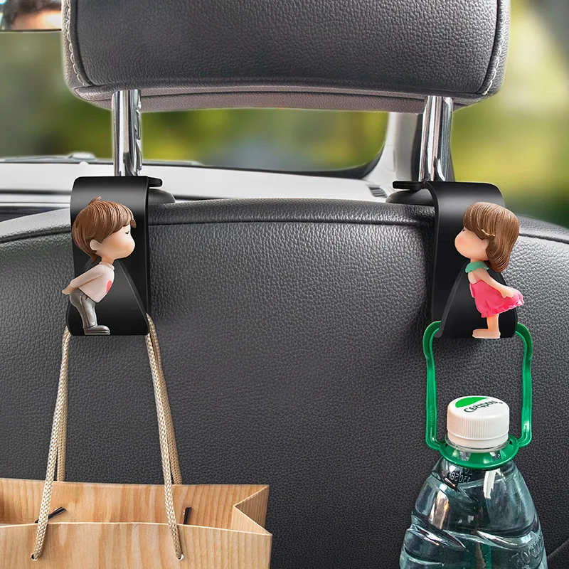 2Pcs Universal Car seat back hook Cute Cartoon Seat hook Auto Storage Rear seat hook Interior Hanger Holder Accessories