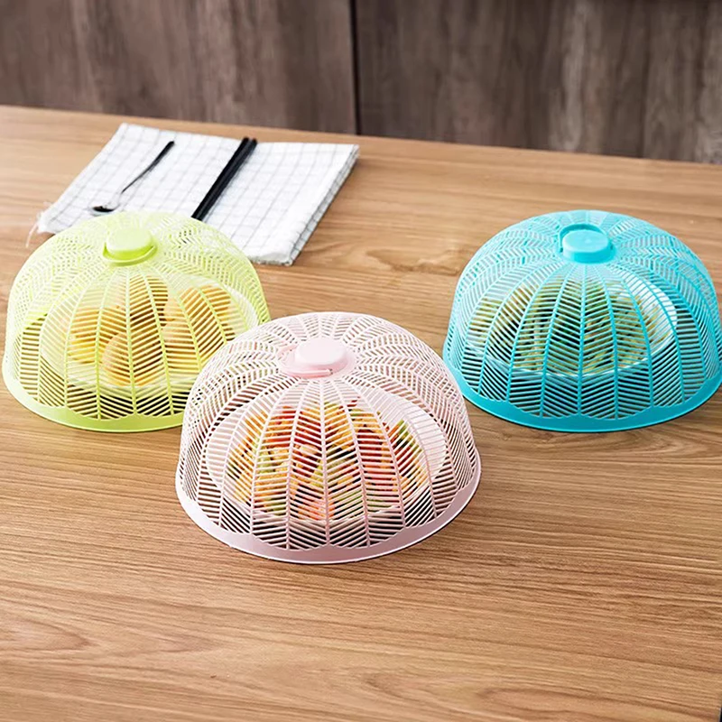 3Pcs Plastic Food Cover Portable Dustproof Breathable Dish Protector Anti Mosquito Fly Round Vegetable Cover Home Kitchen