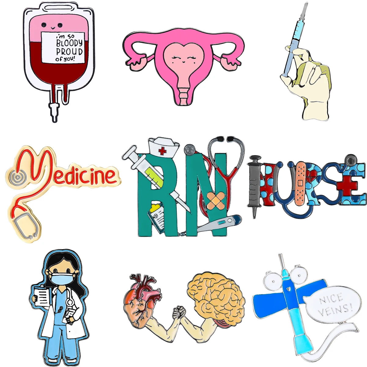 enamel pins fashion brooches Harong Cute Medical for Nurse Doctor Medico Lapel Lanyard Bag Badge