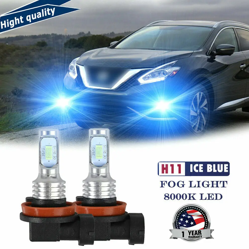 

For Nissan Murano Leaf Rogue Pathfinder 2x H11 70W Ice Blue LED Fog Light bulbs