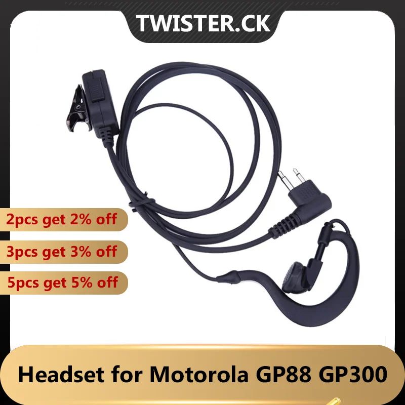 

2 Pin Acoustic Tube Earpiece Mic Iron Clip Ptt Headset For Motorola Radios Gp88 Gp300 Walkie Talkie Earpiece With Microphone