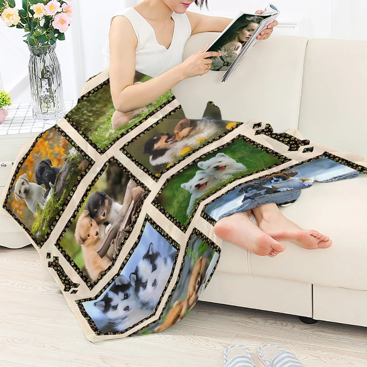 

TOADDMOS Animal Dog Hound Design Blanket Travel Bedding Cozy Soft Couch Sofa Bed Throw Blanket Halloween Gift Camping Thin Quilt