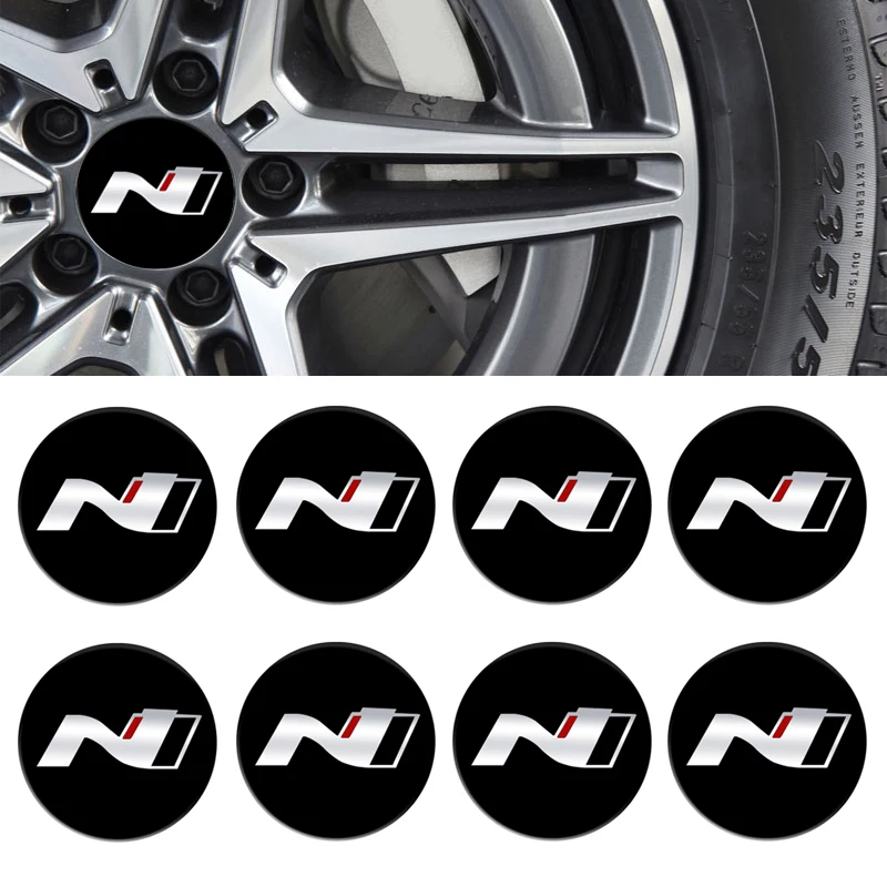 4 Pz 56Mm N Logo Car Wheel Center Stickers Hub Decal Styling Per Hyundai N Line I30 I20 Sonata Accent Tucson Elantra Veloster