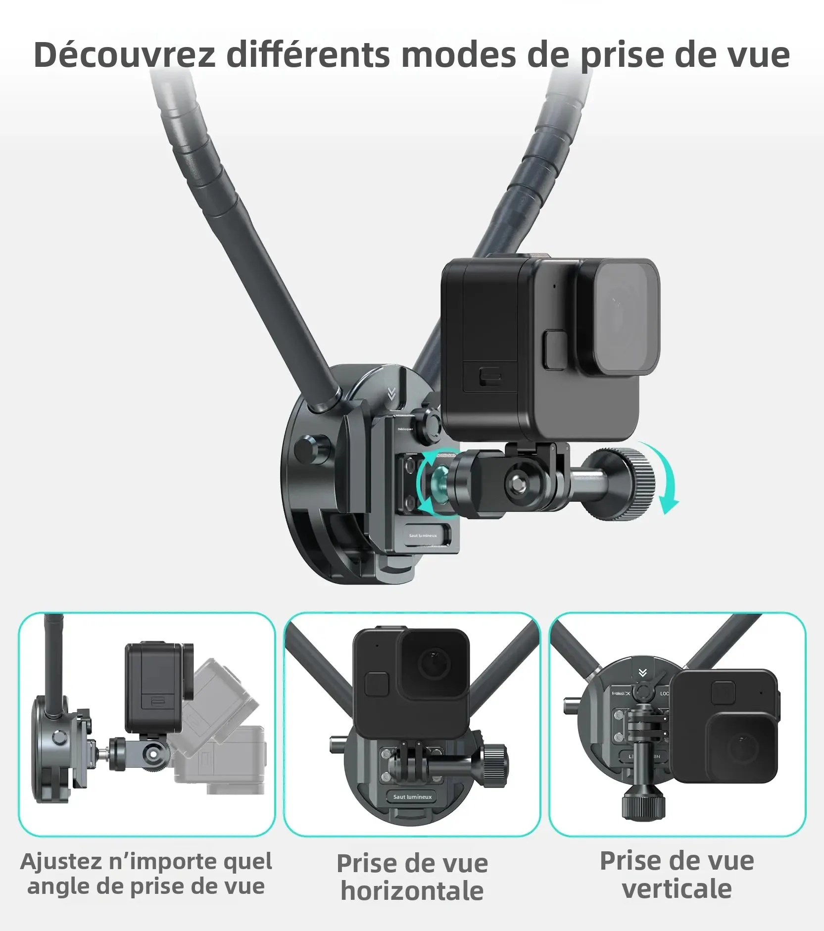 Utilisation du support poitrine pour caméra d'action lors d'une course, compatible Gopro DJI Insta360.