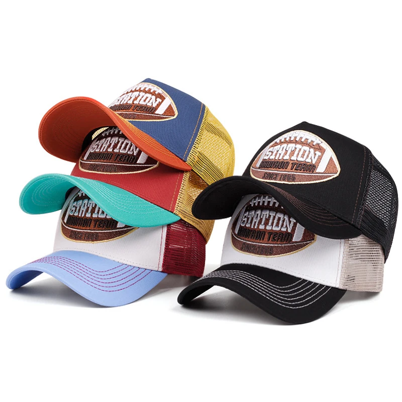 2025 New Net Hat STATION Rugby Embroidered Truck Hat Men's Personalized Street Hip Hop Hat Women's Casual Sunshade Baseball Hat