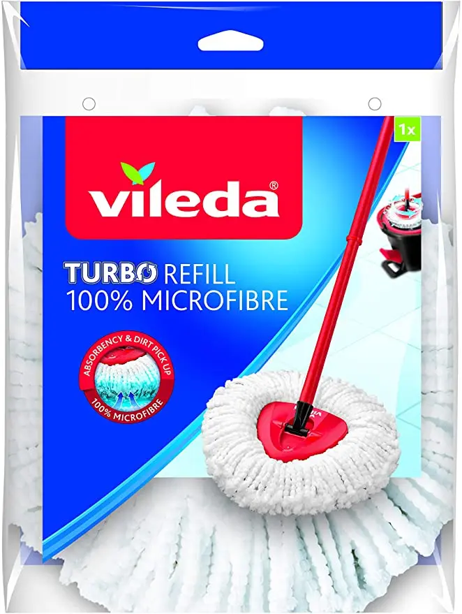 Vileda Turbo E Mop Di Ricambio In Microfibra Facile Da Strizzare Bianco