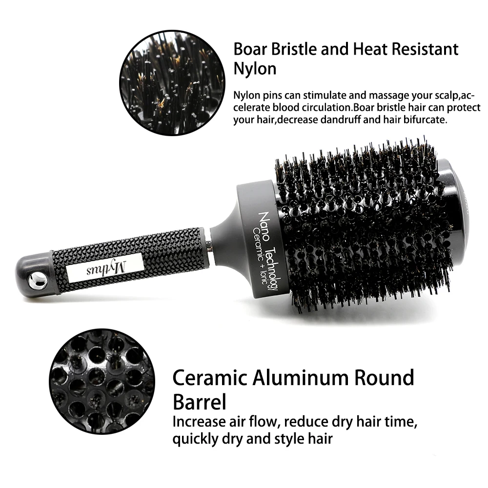 Mythus Newest Ceramic Hair Round Brush Heat Resistant Boar Bristle Hair  Styling Curling Comb For Hairdresser Ionic Round Brushes - Combs -  AliExpress