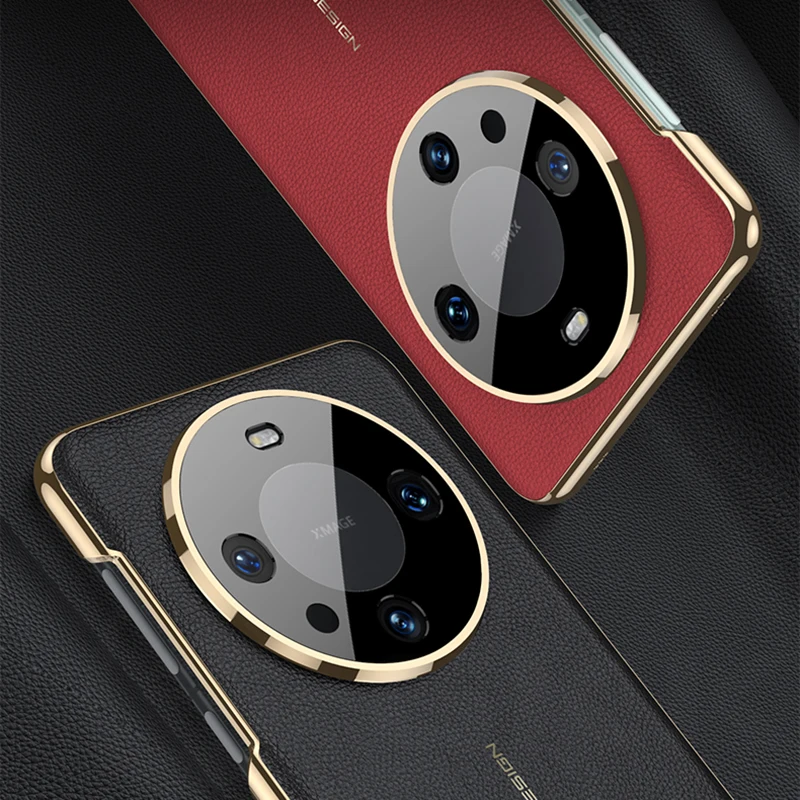 Original Case For Huawei Mate 60 50 Pro Luxury Plating Leather Camera Protective