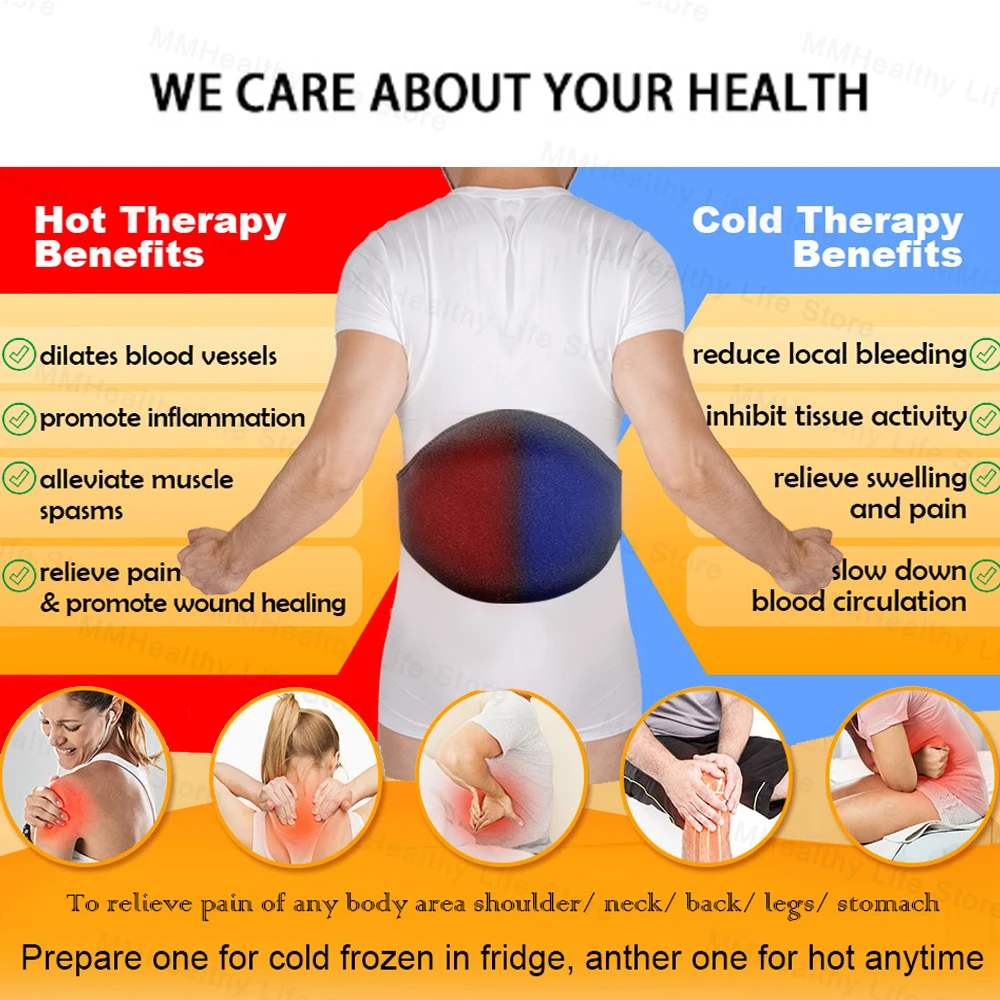 Hot & Cold Compress Therapy Lower Back Ice Belt Adjustable Orthopedic Lumbar Back Brace Support Waist Support Belt  Back Pain