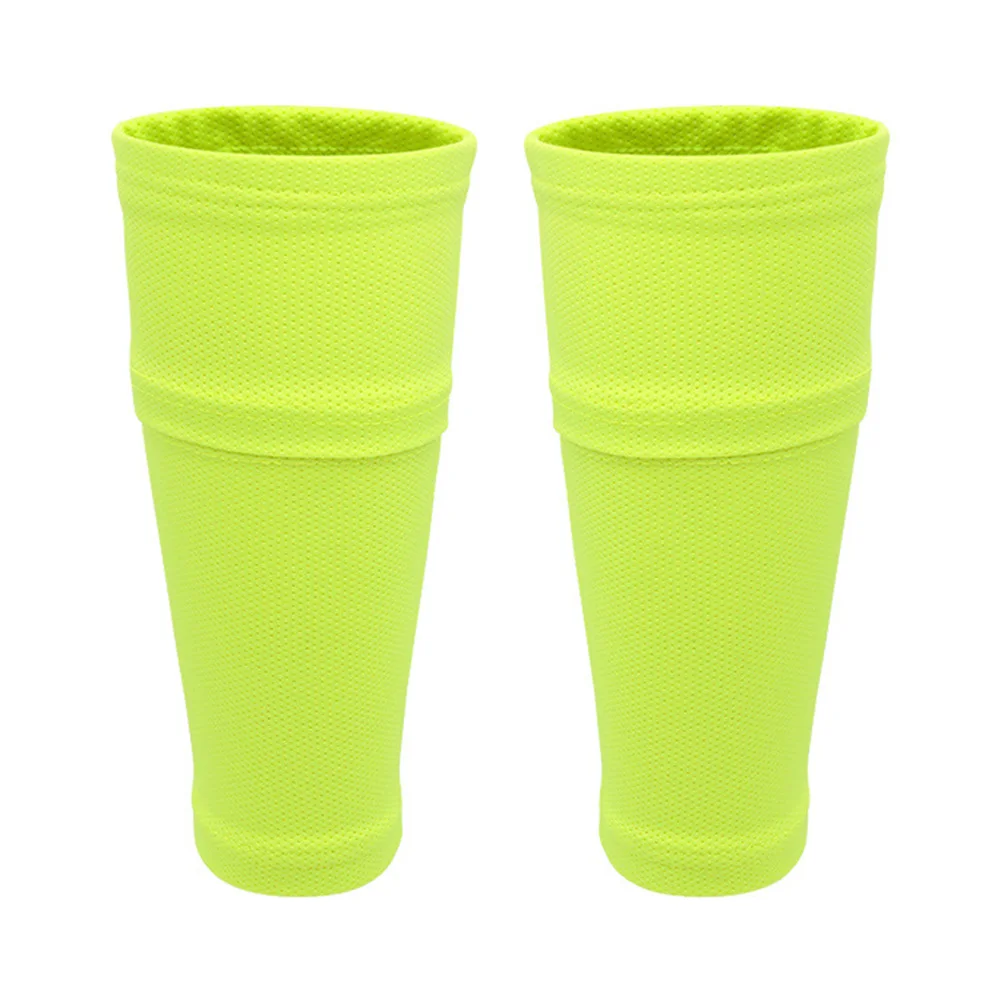 Football Shin Guards 1 Pair Double-Layer High Elastic Silk Football Socks Bottomless with Insert Pockets Protective Gear
