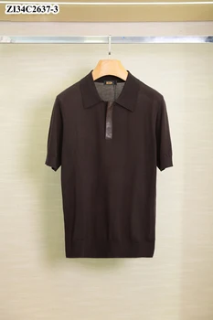 Polo OECHSLI in Pelle di Vacchetta e Seta per Uomo, Nuova Moda 2026, Manica Corta Elastica, Vera Pelle Sottile di Qualità, Lavorazione a Maglia, Taglie Grandi M-4XL