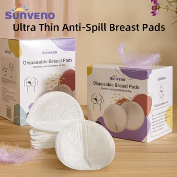 SUNVENO 60/100pcs Disposable Nursing Pads,Breast Pads for Breastfeeding,Thin,Absorbent,Breastfeeding Essentials 1