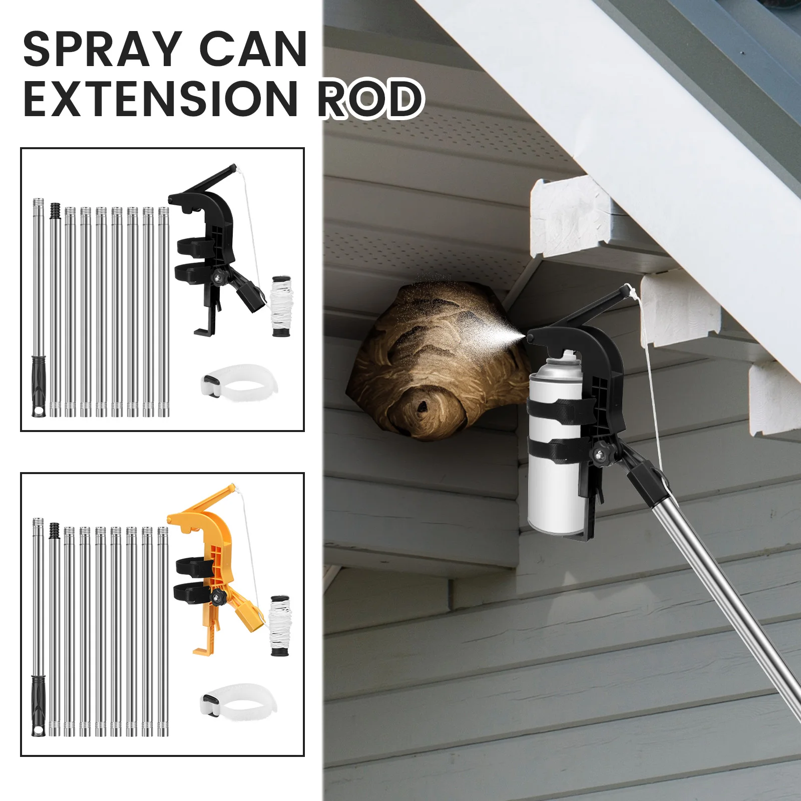1Set Spray Can Extender Adjustable Sprayer Bracket Adaptor Spray with 12 Feet Extension Pole Aerosol Can Extension for Household