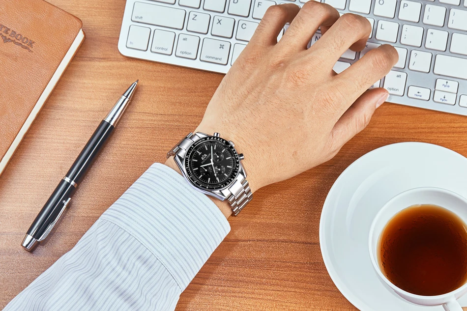 Automatski automatski vjetar mehanički svjetleći nehrđajući čelik plava kava smeđa brzina muškarci_voghion.com