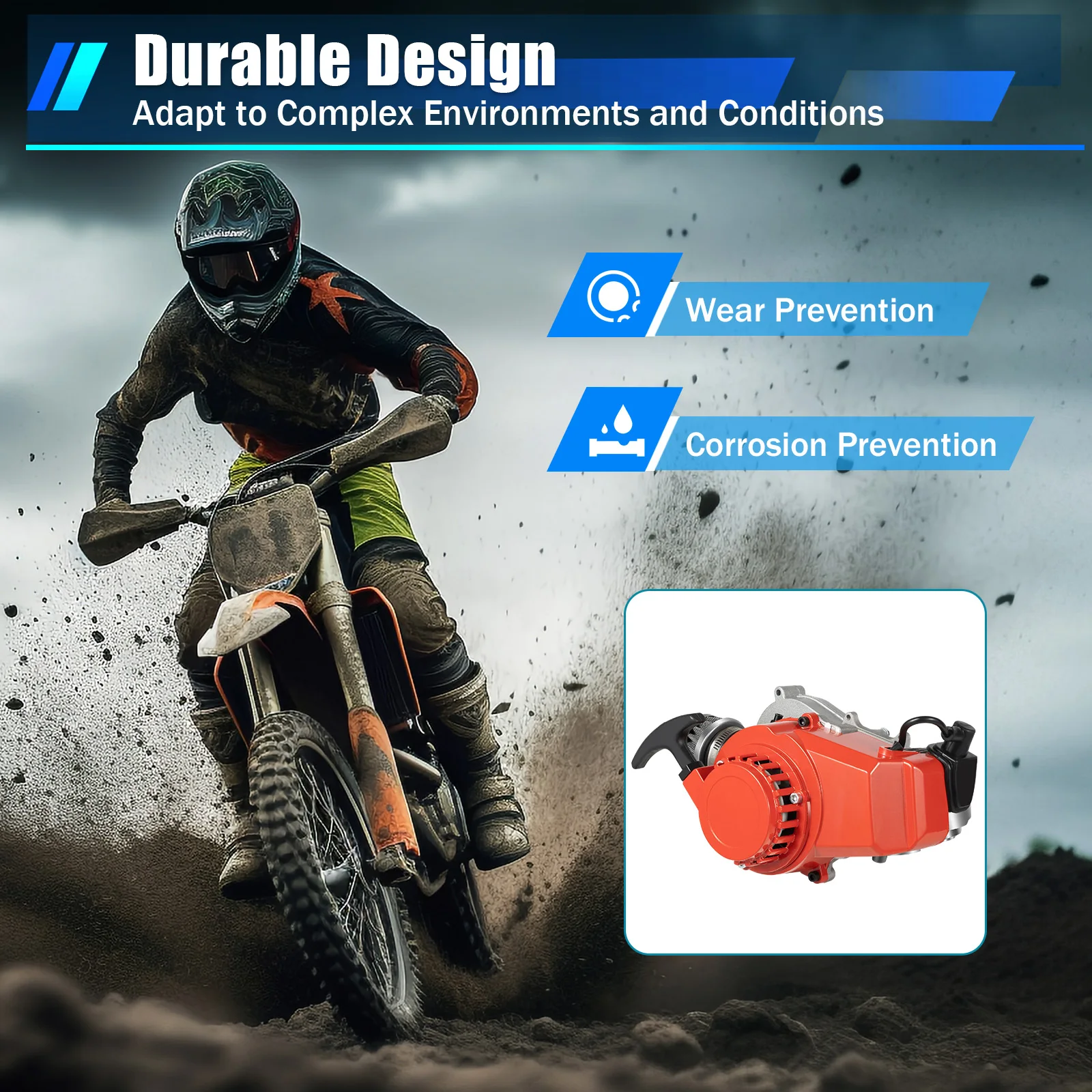 49cc Motorblock ATV-Motor 2-Takt Luftgekühlter Motor 3PS 48km/h Höchstgeschwindigkeit für Mini Dirt Bike Pocket Bike ATV – Detail 1