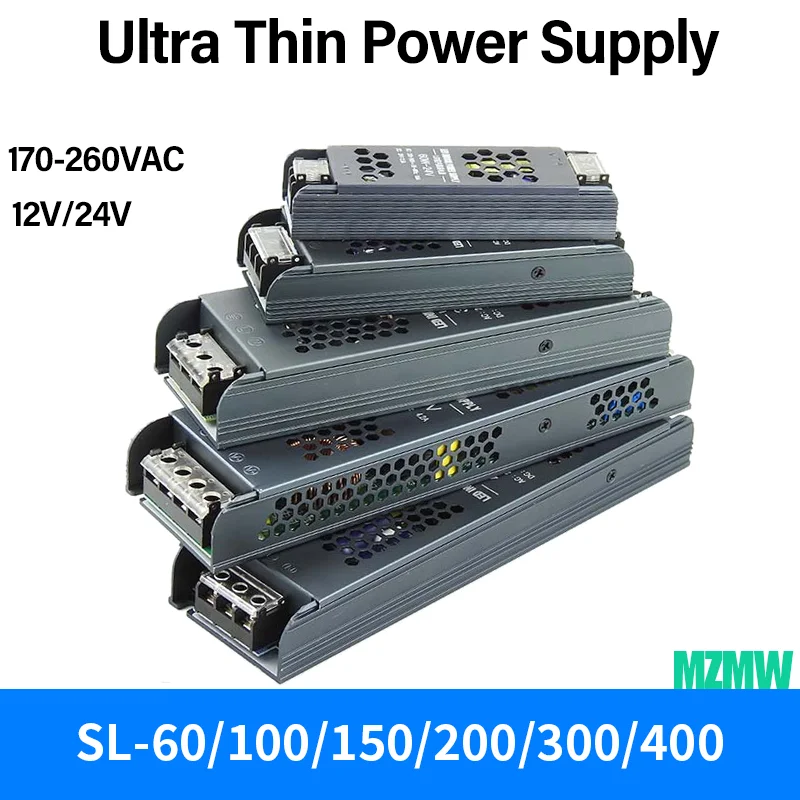 초박형 LED 전원 공급 장치, 12V 24V, 60W 100W 150W 200W 300W ..