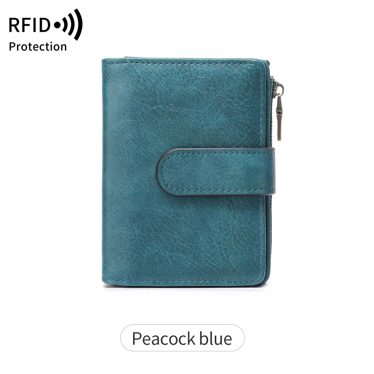 Vintage-Inspired RFID-Blocking Women's Wallet - Elegant Trifold Coin Purse with Zipper, Compact Organizer