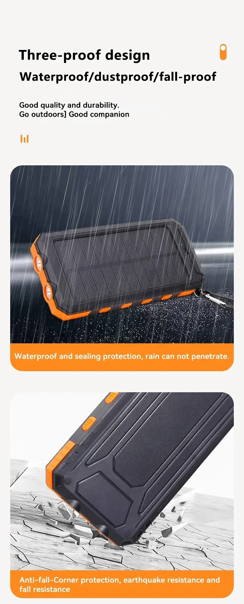 200000mAh Solar Power Bank Portable Large Capacity Charger Compatible with IOS Android USB-A And USB-C Fast Charging 4