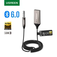 UGREEN Bluetooth 6.0 5.4 Handsfree Adapter Bluetooth 3.5mm AUX Music Navigation Streaming Microphone for Calls Car